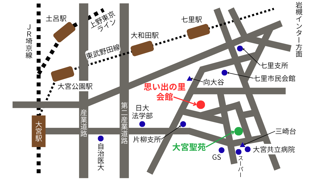 思い出の里会館の周辺地図